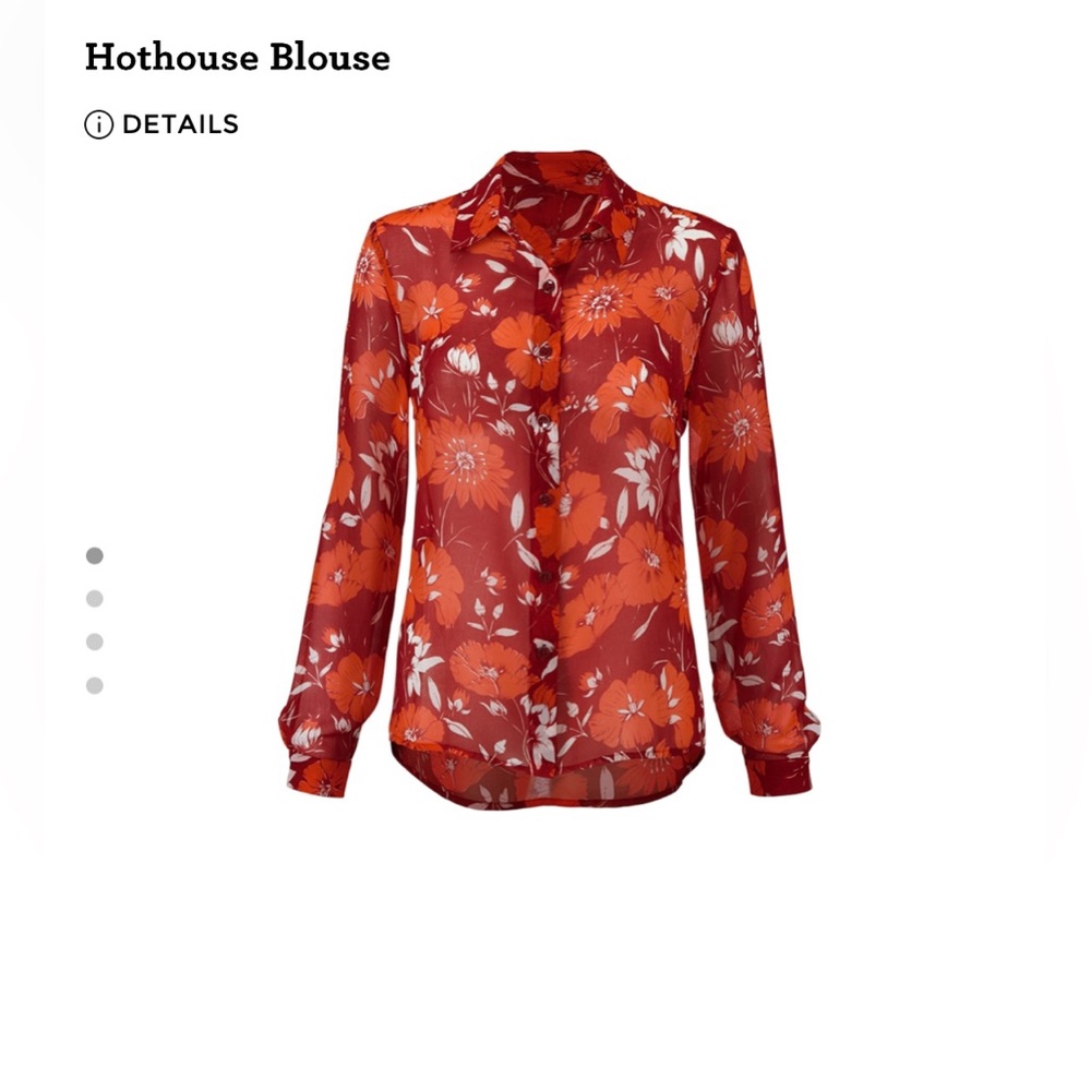 Cabi Hothouse Blouse Floral Red Blouse